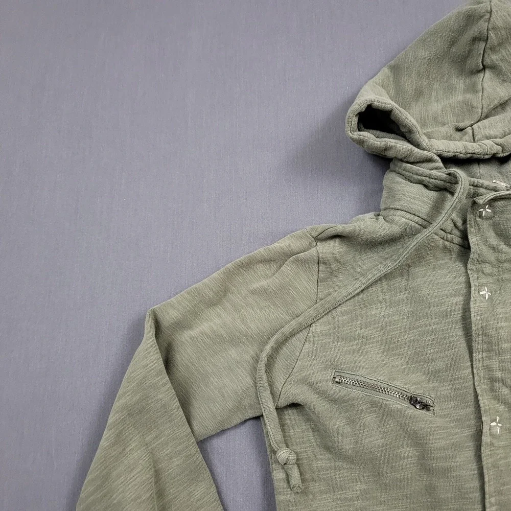 Element Womens Olive Green Slub Knit Utility Cargo‎ Hoodie Jacket Snap Front S